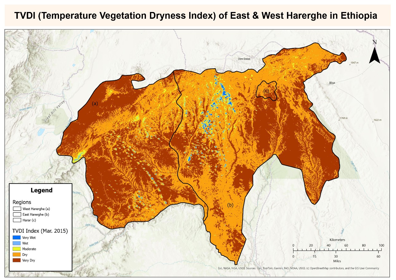 TVDI East and West Harerghe Ethiopia drought