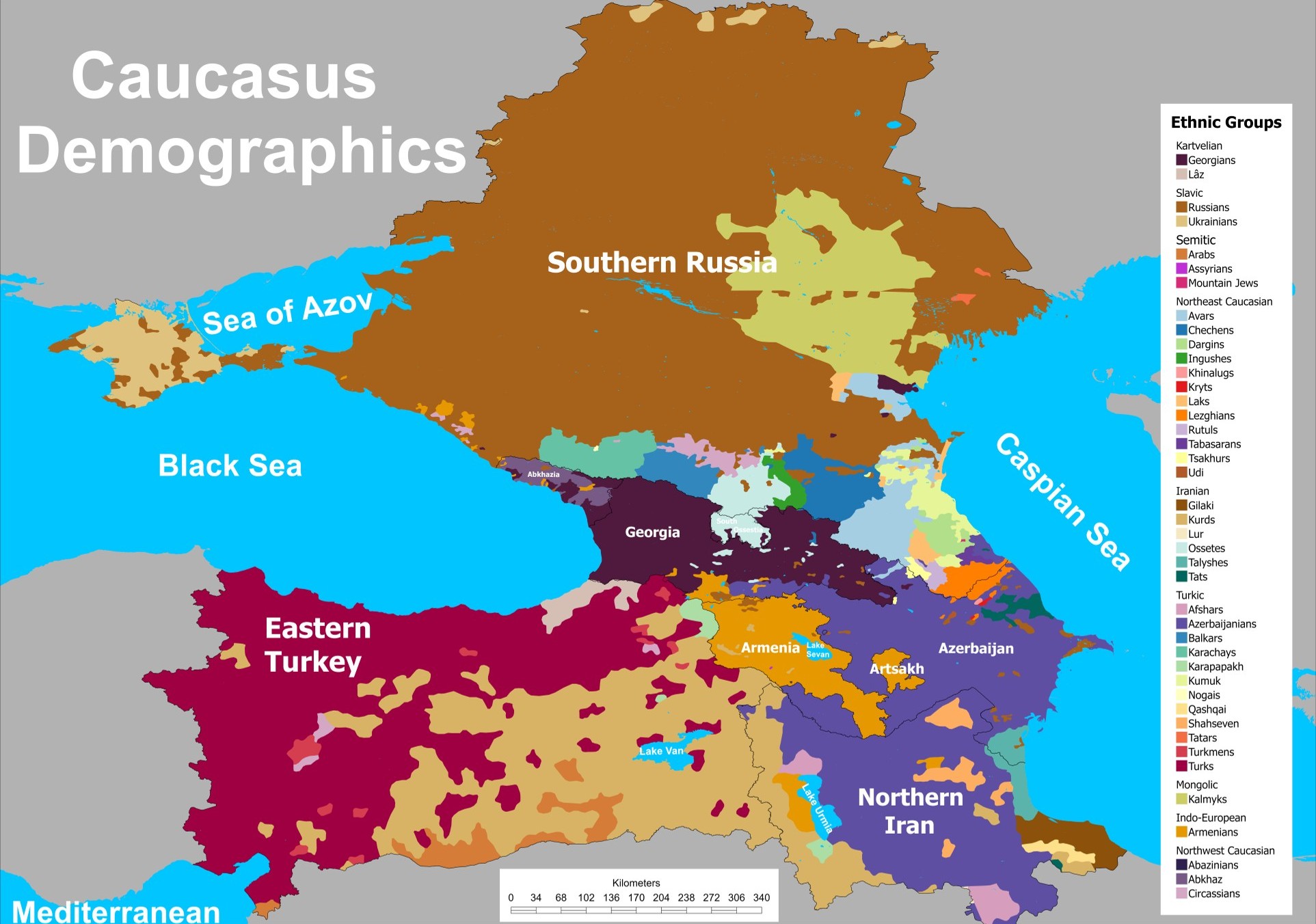 Caucasus Demographics thematic map