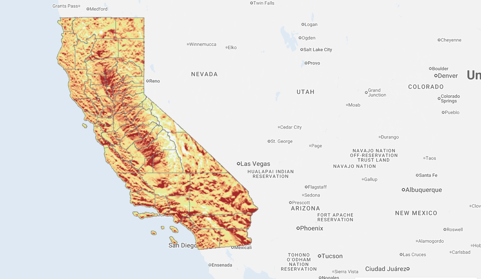California Terrain-Based Solar Suitability