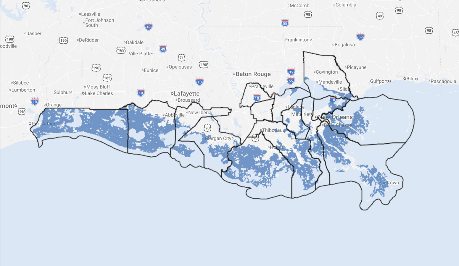 Coastal Louisiana Sea Level Rise Exposure